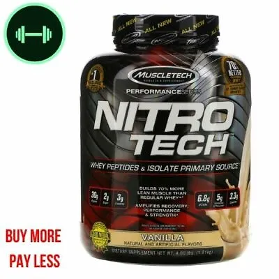 $72 • Buy Muscletech, NitroTech, Whey Peptides & Isolate Primary Vanilla  4 LBS