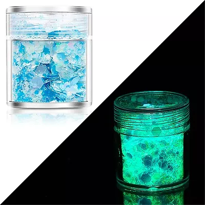 24 Colors Shiny Glow In The Dark Nail Art Glitter Chunky Nail Sequins Luminous • $1.39