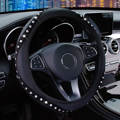 Car Steering Wheel Cover Protector Bling Rhinestones For 15''/38cm Accessories • $15.93