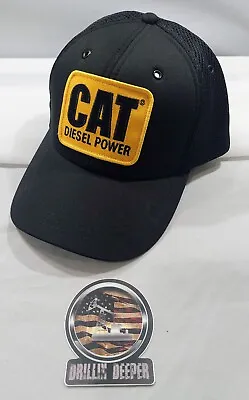 Caterpillar Diesel Power CAT Equip Vintage Black Mesh Retro Style Cap Hat P196 • $24.50