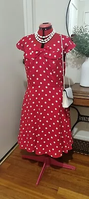 Stunning Review Red & White Polka Dot Dress. Size 16 • $55