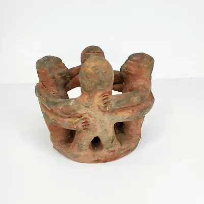 Circle Of Friends Candle Holder Mayan Aztec Made In Mexico Pottery Folk Art • $29.99