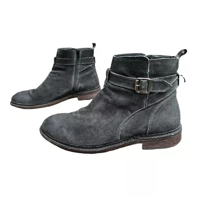 Frank Wright Men’s Selby Black/Gray Oil Suede Men Buckle Ankle Boot US 12-12.5 • $55