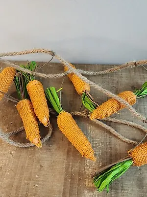 Rustic Burlap Carrot Garland For Spring Farmhouse Mantle Decor-72 In Twine Rope • $10