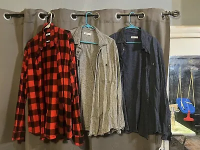 Sonoma Mens Long Sleeve Flannel Button Up Size Xxl (lot Of 3) • $20