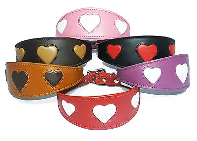 £29.85 • Buy Whippet Greyhound Lurcher Italian Dog Collar Pet Heart Collars Leather All Sizes