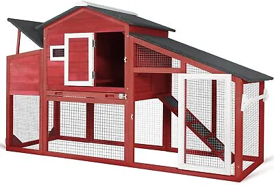 PetsCosset Chicken Coop Wooden Backyard Hen House With Run Nesting Box & Trays • $174.99