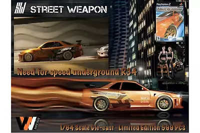 STREET WARRIOR STREET WEAPON Nissan Skyline R34 NEED FOR SPEED UNDERGROUND • £20