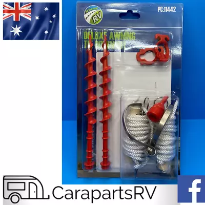 Caravan Awning Tie Down Kit With Screw Pegs Clamps And Ropes Etc. • $52.90