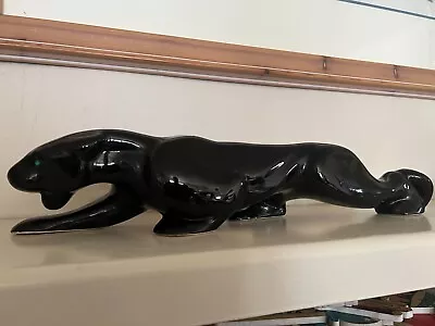 Vintage Mid Century Ceramic Black Panther Statue Figurine Figure Haegar REPAIRED • $47