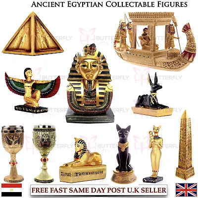 Ancient Egyptian Collectable Decorative Figures Ornaments Golden Bast Pyramids • £9.95