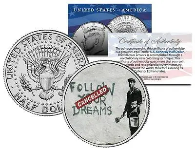 BANKSY * FOLLOW YOUR DREAMS * JFK Half Dollar US Coin Street Art Mural • $8.95