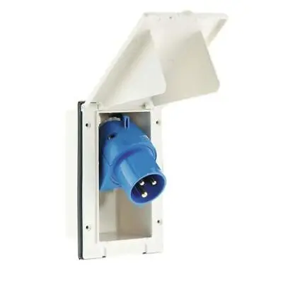 Caravan Mains Hook Up Inlet Socket Rectangular Recessed Flush White Motorhome • £15.59