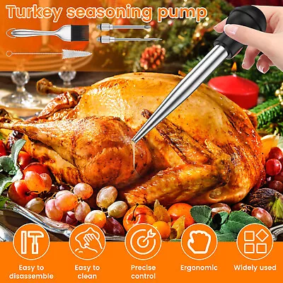 Turkey Baster Stainless Steel Turkey Baster Syringe Bulb Detachable Turkey SwxFD • £12.11