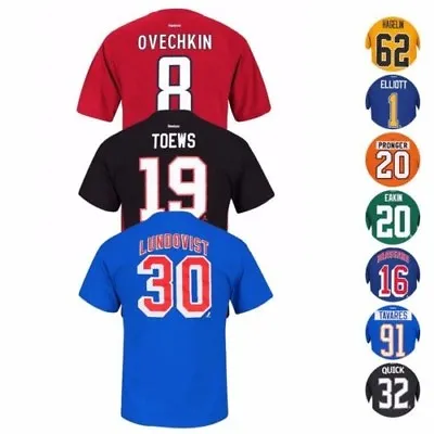 $9.79 • Buy NHL Team Player Name & Number Jersey T-Shirt Collection By REEBOK - Men's
