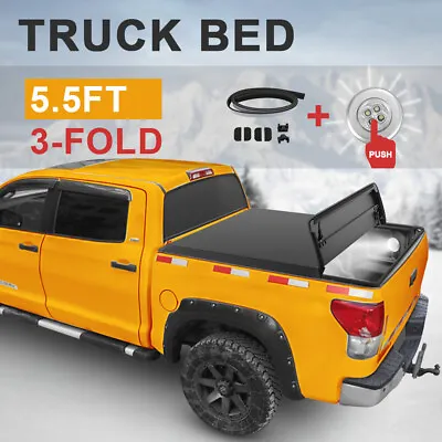 5.5ft Tonneau Cover Tri-FOLD For 2015-2023 Ford F-150 Pickup Truck Bed W/ Led • $133.96