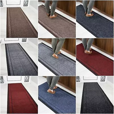 Extra Long Hall Runner Rug Easy Clean Tough Non Slip Narrow Heavy Duty Runners • £38.40