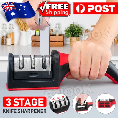 $9.45 • Buy AU Knife Sharpener 3 Stage Kitchen Diamond Sharp Knives Scissor Sharpening Tool