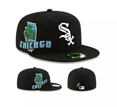 $29.90 • Buy New Era Chicago White Sox MLB Fitted Hat 5950 STATE VIEW BLACK PATCHES CLUSTER
