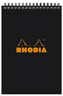 Rhodia Wirebound Lined Paper Notebook In Black - 6 X 8.25 - NEW -R165019 • $15.95