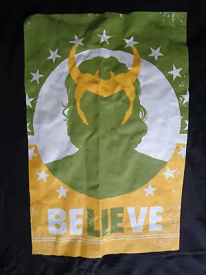 Marvel Loki Believe Black Crew Neck T-Shirt Distressed Look Image NEW WITH TAGS • £9.95