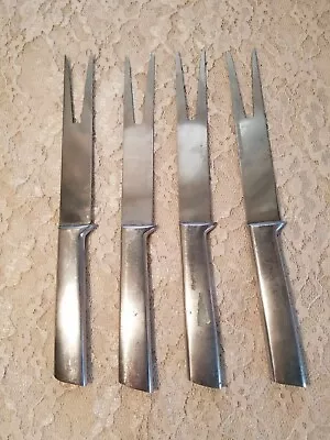 UNBRANDED SILVER TONE MEAT TURNING FORKS RECTANGULAR SHAPED 9 1/2  X 7/8  ACROSS • $6.95