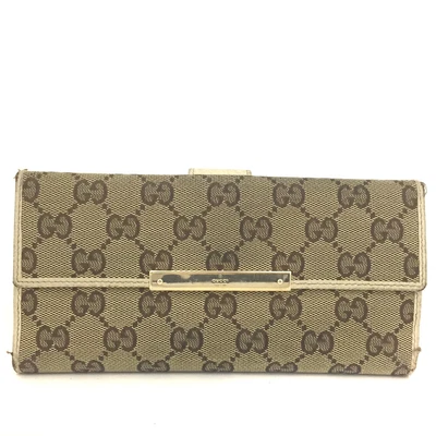 $10.50 • Buy GUCCI GG Logo Canvas Leather Long Bifold Wallet /1J2127