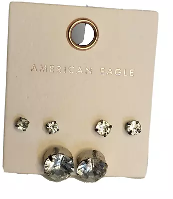 American Eagle Earrings Pierced Stud Multi Pack Clear Rhinestone New With Tags • $8