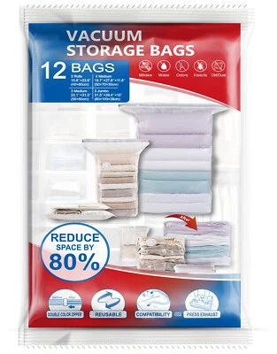 $29.99 • Buy Jumbo Cube 12 Pack Vacuum Storage Bags Sealer Bags For Comforter Blanket, Closet
