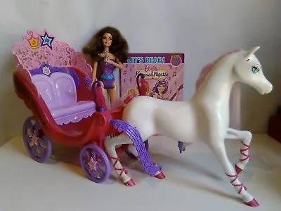 REDUCED Barbie Doll Princess & The Popstar Horse & Carriage Popstar Keira & Book • $48