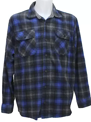 Wrangler Men's Flannel Shirt Long Sleeve Plaid Blue - Grey Size XL • $18