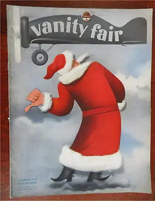 Vanity Fair 1935 Santa Hitchhiking On Airplane December Illustrated Magazine • $60