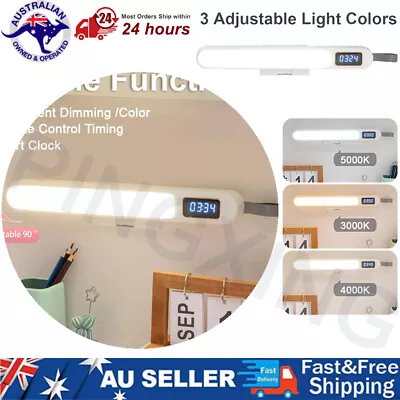 Rechargeable Magnetic Desk Lamp W/Clock Home Night Light Office Reading DeskLamp • $27.95