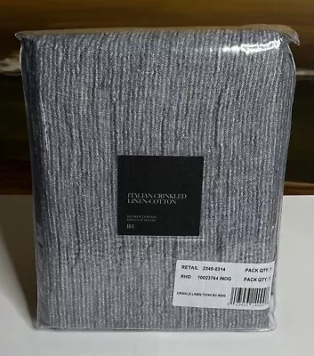 Restoration Hardware Italian Crinkled Linen-Cotton XL Shower Curtain Indigo $299 • $119.99