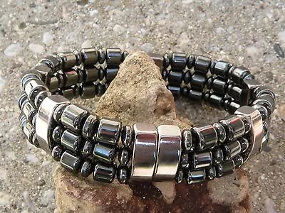$64.99 • Buy Mens Womens Magnetic Hematite MAGNETO Therapy Bracelet Anklet 3 Row EXTRA CLASPS