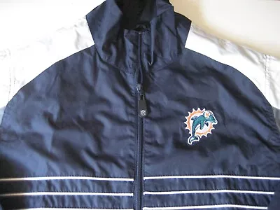 Reebok Miami Dolphins Training Jacket Mens L Blue Full Zip Up Windbreaker NFL • $24.99