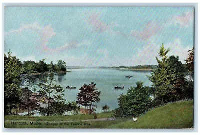 C1910's Hancock Maine ME Glimpse Of The Tauton River Boats Antique Postcard • $6.47
