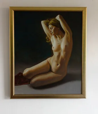 Original Framed Oil Painting Female Girl Blonde Woman Nude Realist Artwork Art • £750