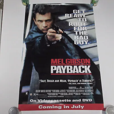 Payback Video Movie Poster Vintage 90s Mel Gibson Gregg Henry Maria Bello • $10