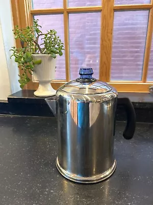 Farberware Yosemite Stove Top Percolator Coffee Pot Stainless Blue Glass 8-Cup • $32