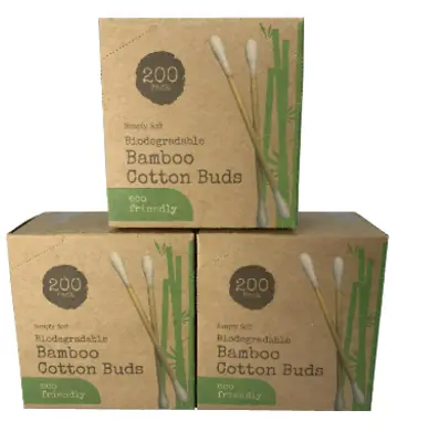 Bamboo Cotton Buds Natural Biodegradable Eco Friendly Swabs Ear Buds Makeup Buds • £2.89