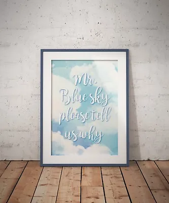 £8.99 • Buy Electric Light Orchestra ELO Lyrics Tribute Typography Art Print - Mr Blue Sky