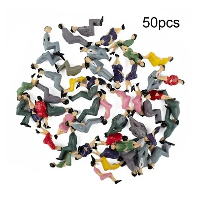 Colorful Sitting Plastic Figures 50Pcs Miniature People Models 1 32 Scale • £15.29