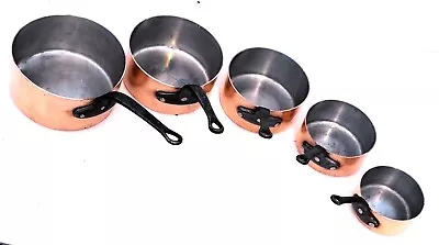 Vintage French Copper Saucepan Set Of 5 Made In France Aluminium Lining 2mm 10lb • $335.10