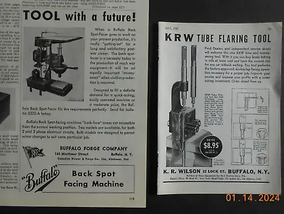 1941 K.R. Wilson Buffalo NY Tool AD 1945 Buffalo Forge Co NY Facing Machine Ad • $9.99