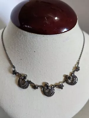 Vintage Sterling Silver/Marcasite/Art Deco Necklace • $49