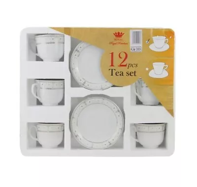 Cup And Saucer Set 12 Piece Porcelain White Tea Set Coffee Cappuccino Tea Cups • £23.67