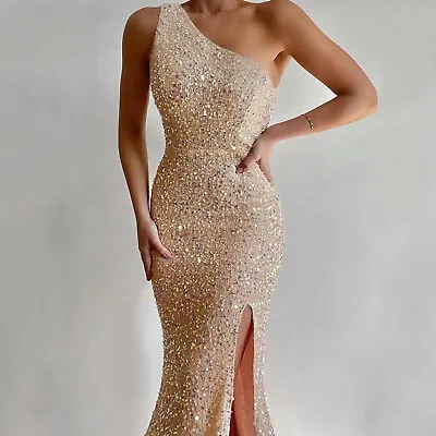 $36.26 • Buy Women's Sequin Mesh Plaid Glitter Velvet Single Prom Formal Dresses Long