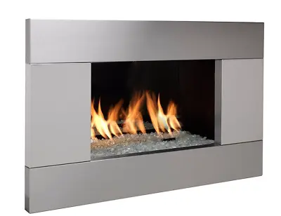 £599.99 • Buy Gas Fire Ignite Pittsburgh Wall Inset Slide Control Wall Mounted Silver Frame