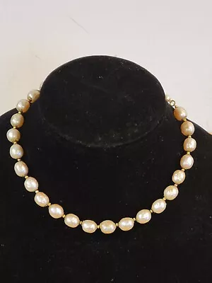 Vintage 1940s Miriam Haskell Large Baroque Pearls Choker Necklace - Signed • $31